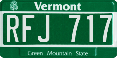 VT license plate RFJ717