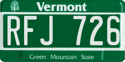 VT license plate RFJ726