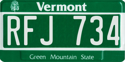 VT license plate RFJ734