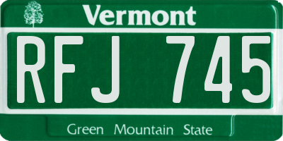 VT license plate RFJ745
