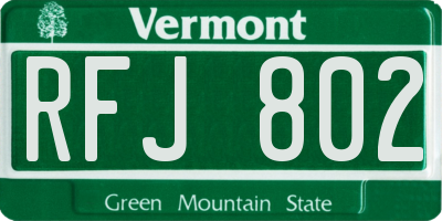 VT license plate RFJ802