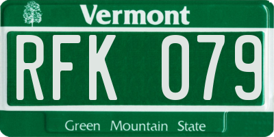VT license plate RFK079