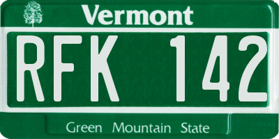 VT license plate RFK142