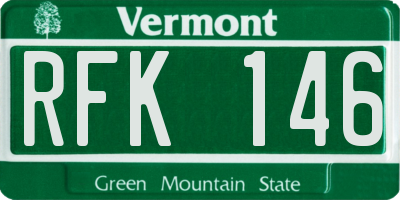 VT license plate RFK146