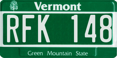 VT license plate RFK148