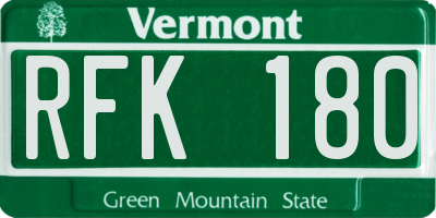 VT license plate RFK180