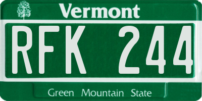 VT license plate RFK244