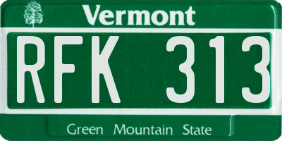 VT license plate RFK313