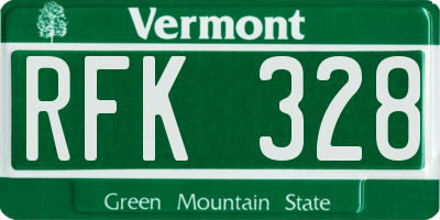 VT license plate RFK328