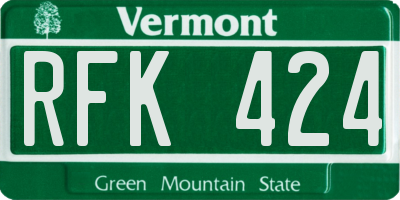 VT license plate RFK424