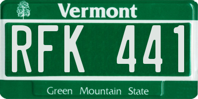 VT license plate RFK441