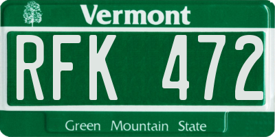 VT license plate RFK472