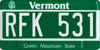 VT license plate RFK531