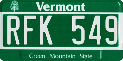 VT license plate RFK549