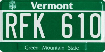 VT license plate RFK610