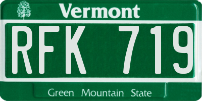 VT license plate RFK719