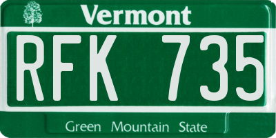 VT license plate RFK735