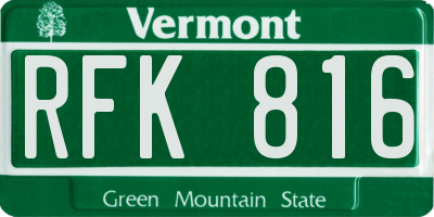 VT license plate RFK816