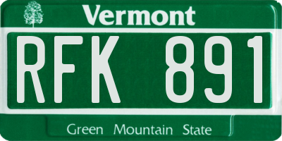 VT license plate RFK891