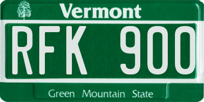 VT license plate RFK900