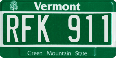 VT license plate RFK911