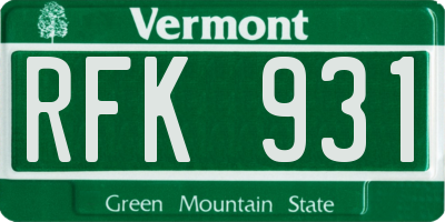 VT license plate RFK931