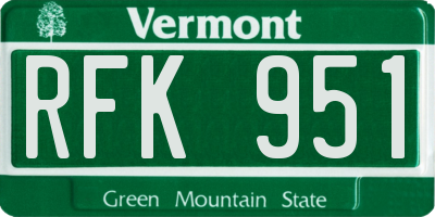 VT license plate RFK951