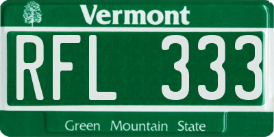 VT license plate RFL333