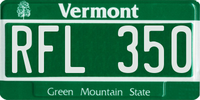 VT license plate RFL350