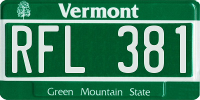 VT license plate RFL381