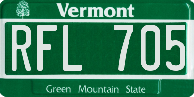 VT license plate RFL705