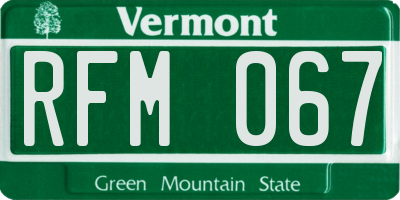 VT license plate RFM067