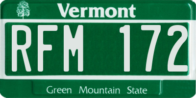VT license plate RFM172