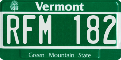 VT license plate RFM182