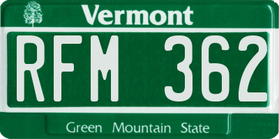 VT license plate RFM362