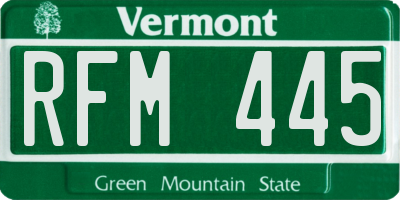 VT license plate RFM445