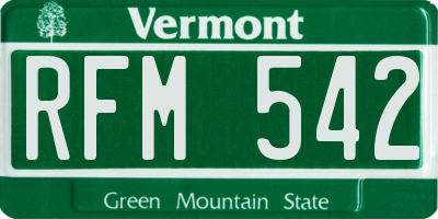VT license plate RFM542