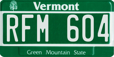 VT license plate RFM604