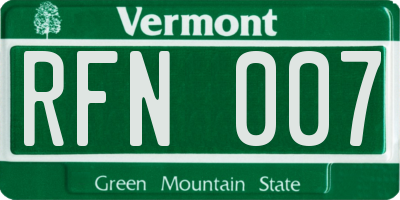 VT license plate RFN007