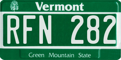 VT license plate RFN282