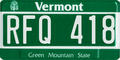 VT license plate RFQ418
