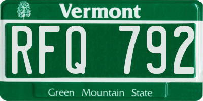 VT license plate RFQ792