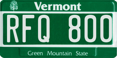 VT license plate RFQ800