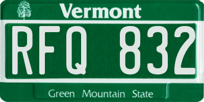 VT license plate RFQ832