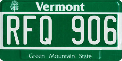 VT license plate RFQ906