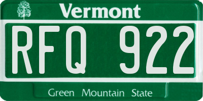 VT license plate RFQ922