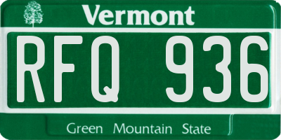 VT license plate RFQ936
