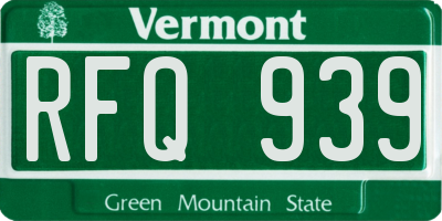 VT license plate RFQ939