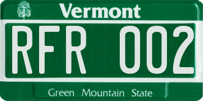 VT license plate RFR002