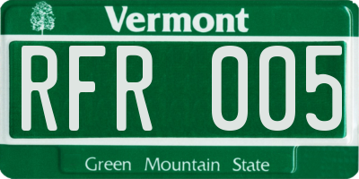 VT license plate RFR005